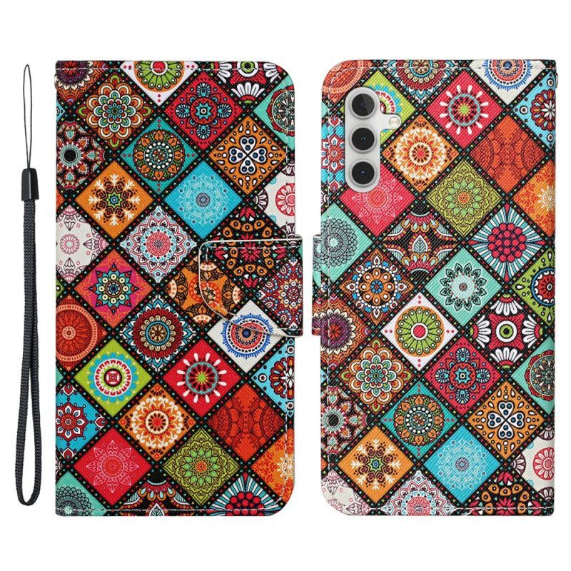 Kotelot Samsung Galaxy A54 5G Patchwork Kaulanauhalla