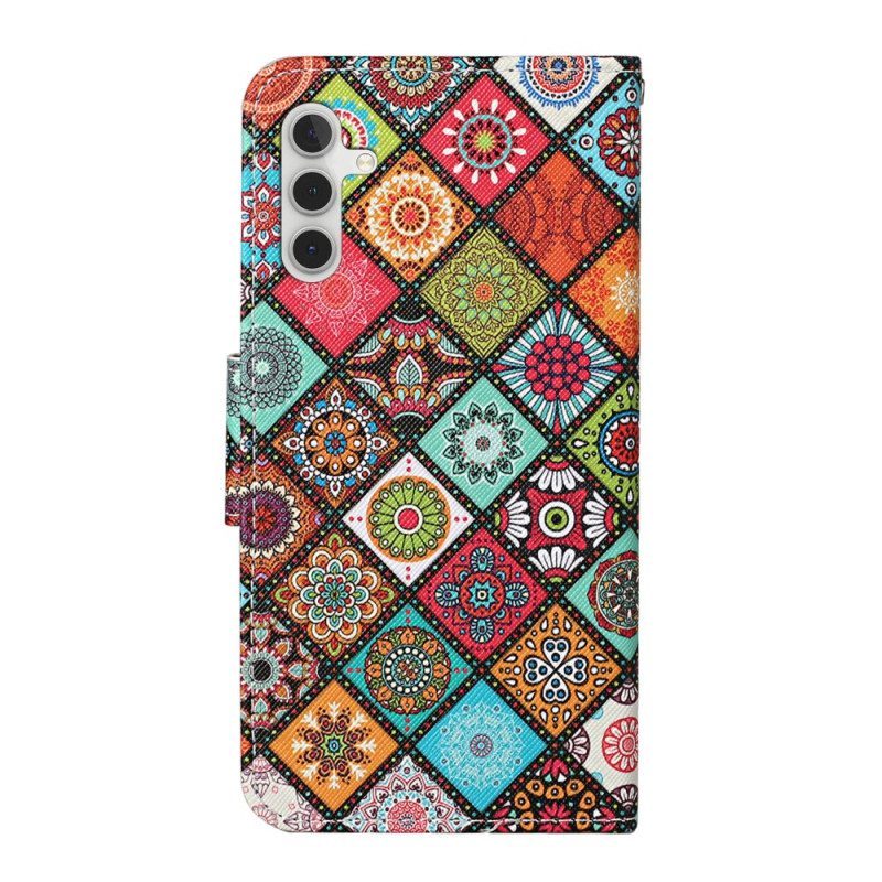 Kotelot Samsung Galaxy A54 5G Patchwork Kaulanauhalla