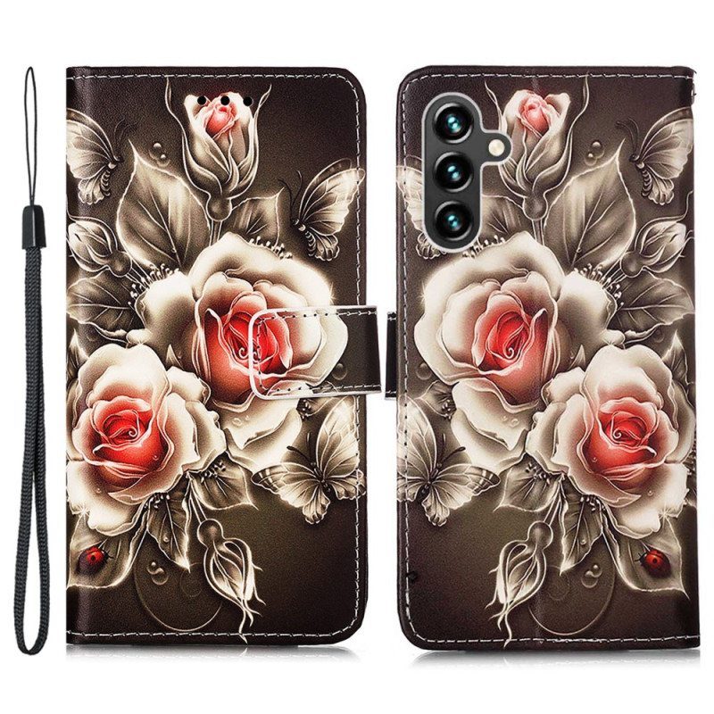 Kotelot Samsung Galaxy A54 5G Suojaketju Kuori Strap Roses