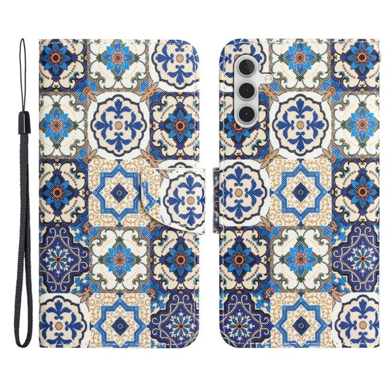 Kotelot Samsung Galaxy A54 5G Suojaketju Kuori Strappy Patchwork