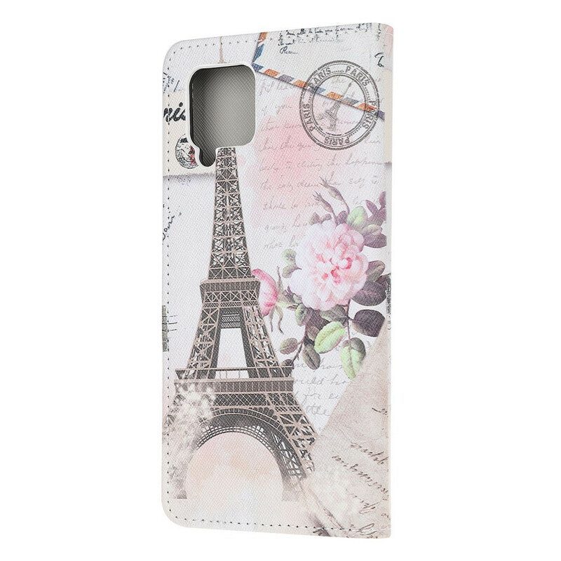 Kotelot Samsung Galaxy M12 / A12 Retro Eiffel-torni