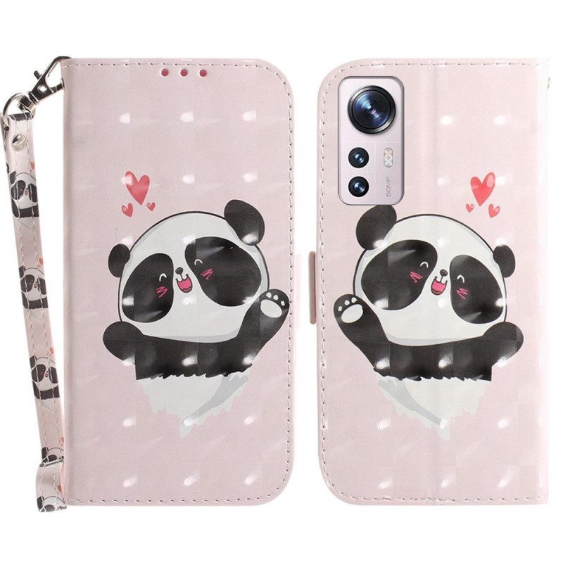 Kotelot Xiaomi 12 / 12X Suojaketju Kuori Panda Love With Lanyard