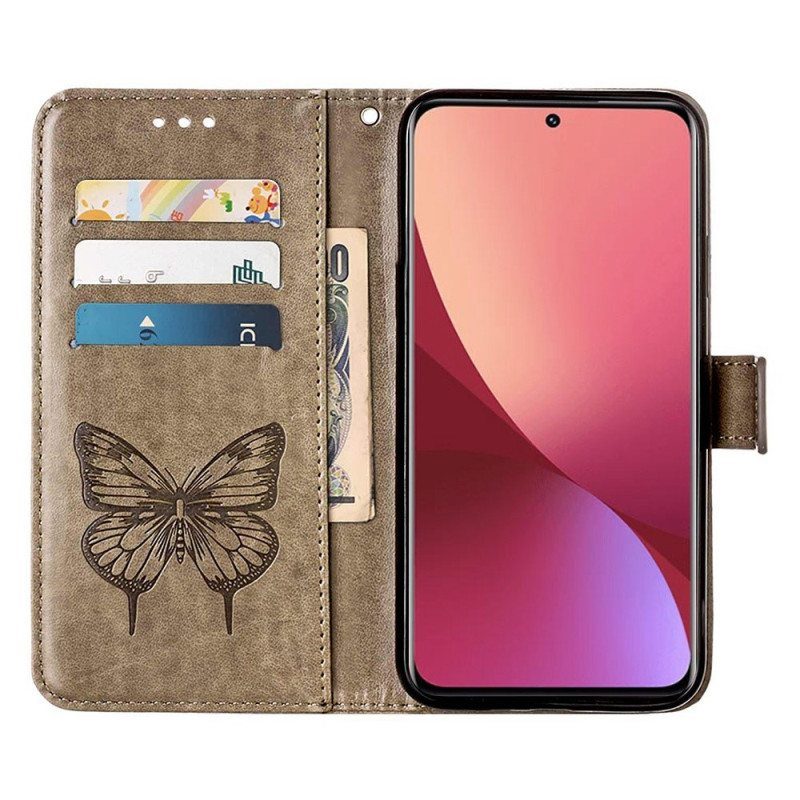 Kotelot Xiaomi 12 Lite Butterfly Design Kaulanauhalla