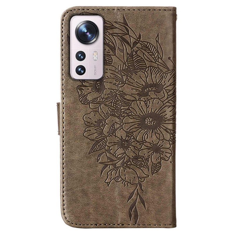 Kotelot Xiaomi 12 Lite Butterfly Design Kaulanauhalla