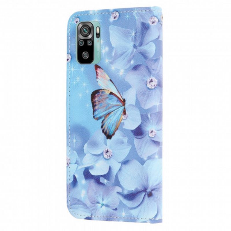 Kotelot Xiaomi Redmi Note 10 / 10S Suojaketju Kuori Strappy Diamond Perhoset