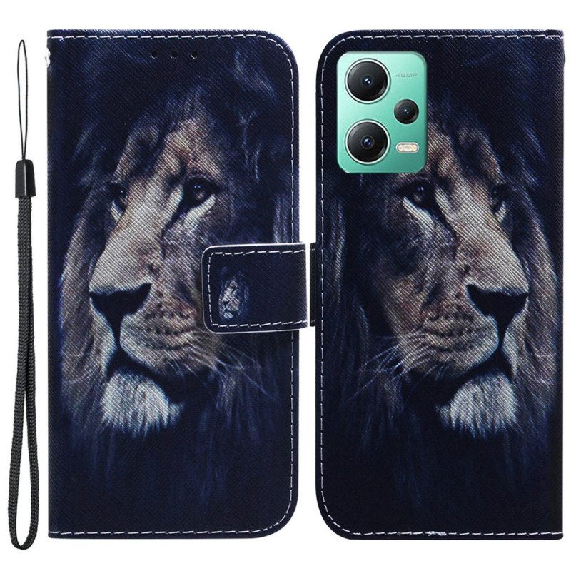 Kotelot Xiaomi Redmi Note 12 5G Suojaketju Kuori Dreaming Lion Hihnalla