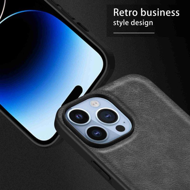 Kuori iPhone 14 Pro Retro Keinonahkaa