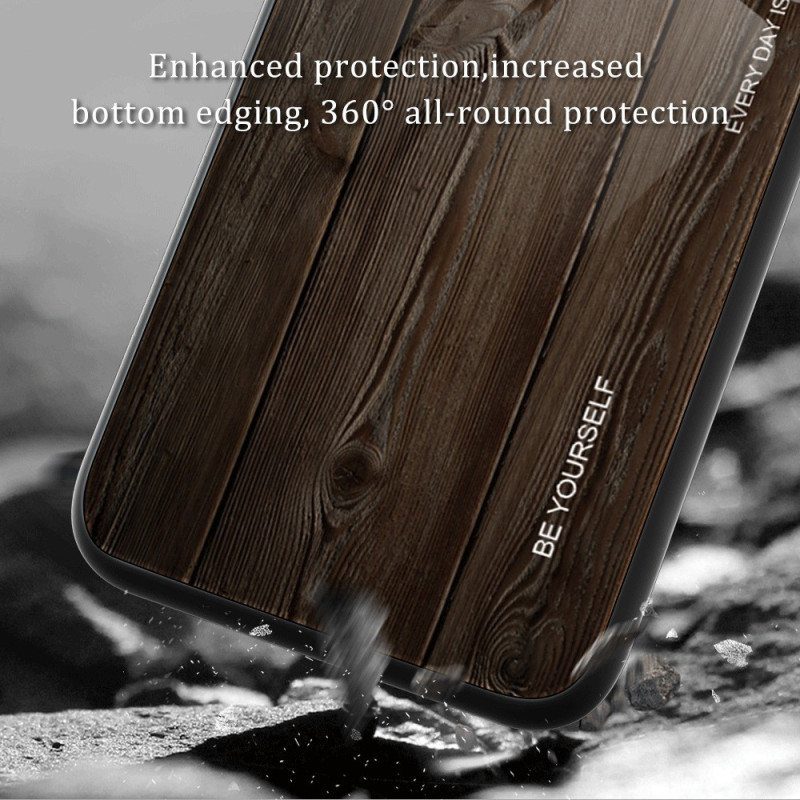 Kuori iPhone 14 Wood Design Karkaistu Lasi