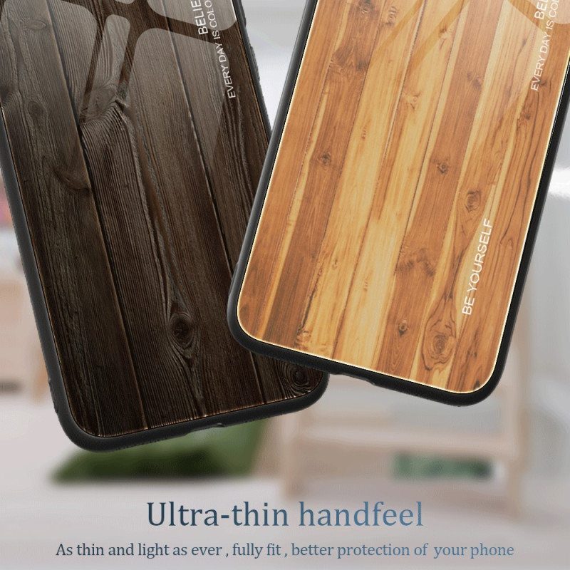 Kuori iPhone 15 Plus Tempered Glass Wood Design