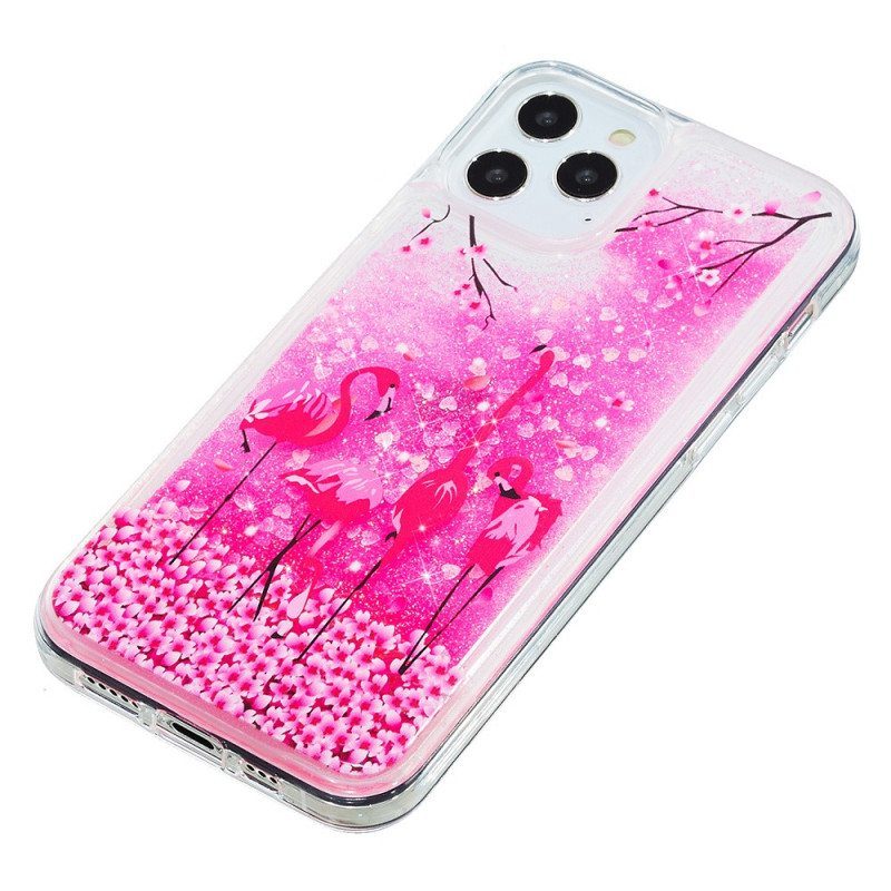 Kuori iPhone 15 Pro Flamingo Glitter