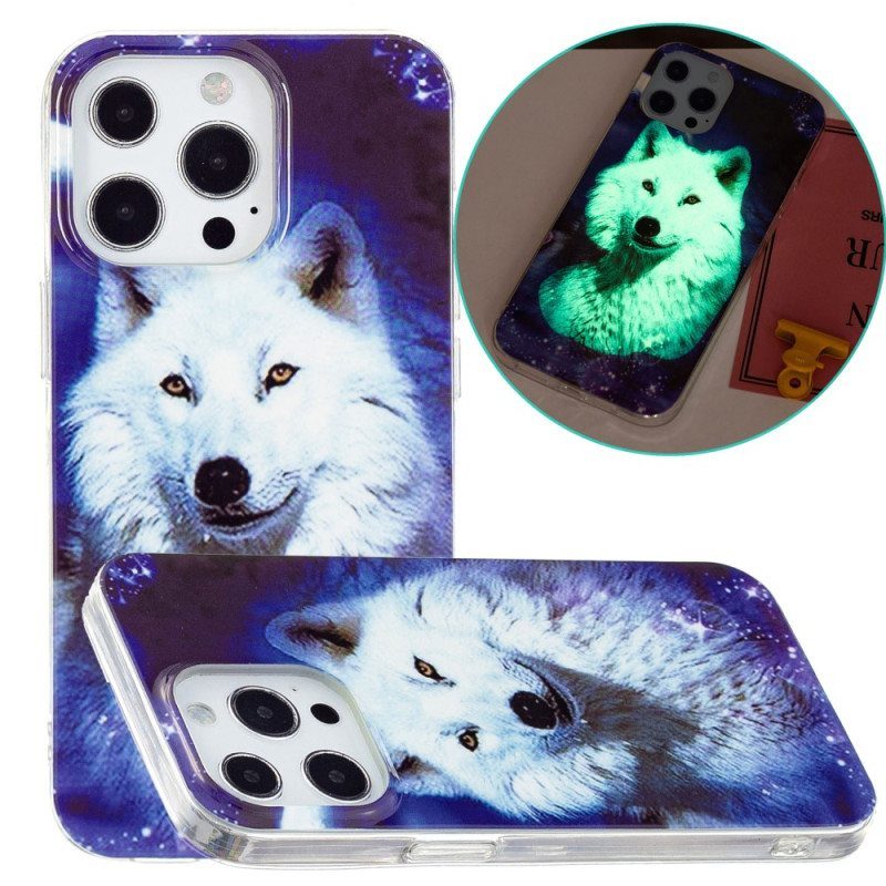 Kuori iPhone 15 Pro Fluoresoiva White Wolf