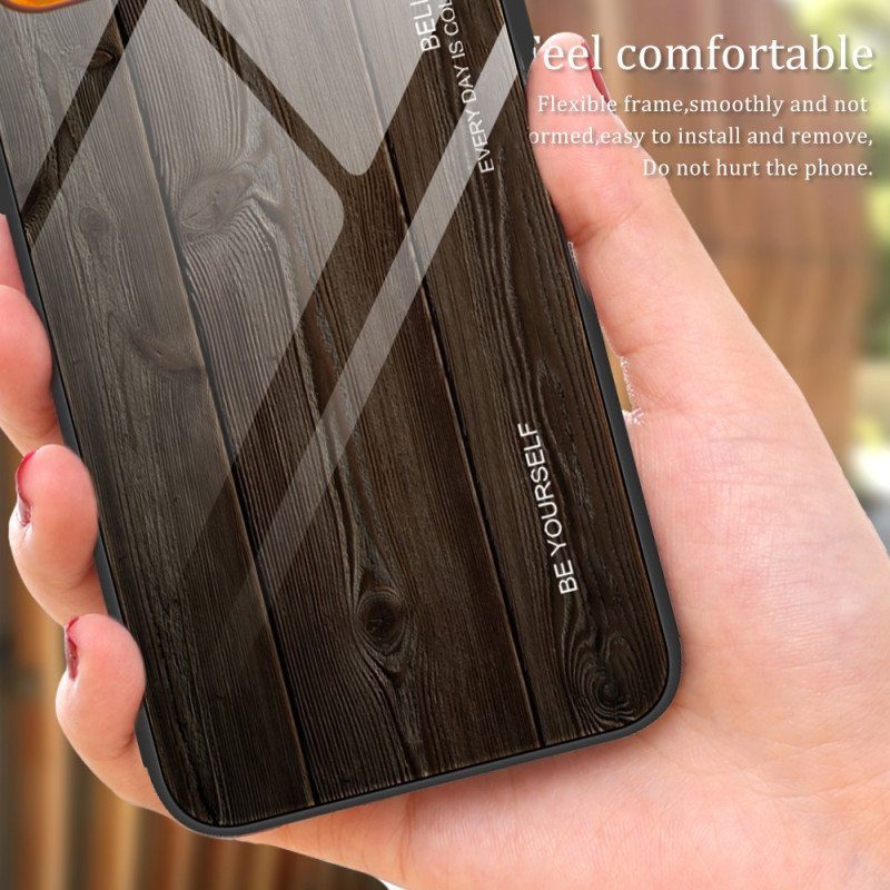 Kuori Poco X5 Pro 5G Wood Design Karkaistu Lasi