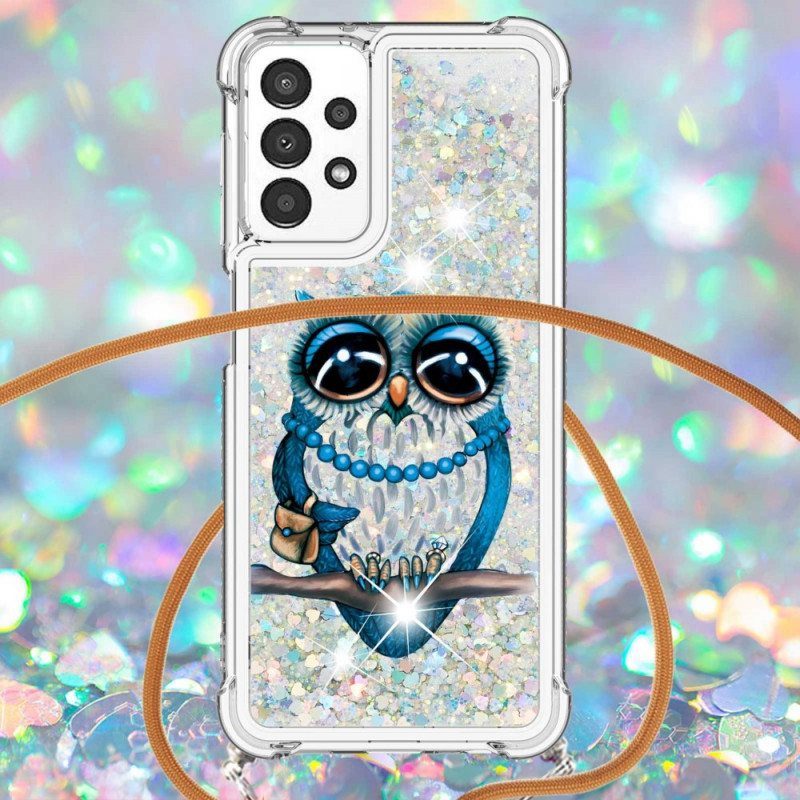 Kuori Samsung Galaxy A13 Kiristysnyörillä Paljetti Kiristysnyöri Miss Owl