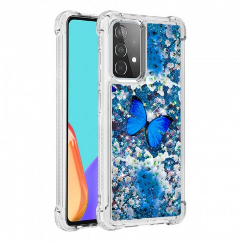 Kuori Samsung Galaxy A52 4G / A52 5G / A52s 5G Glitter Blue Perhoset