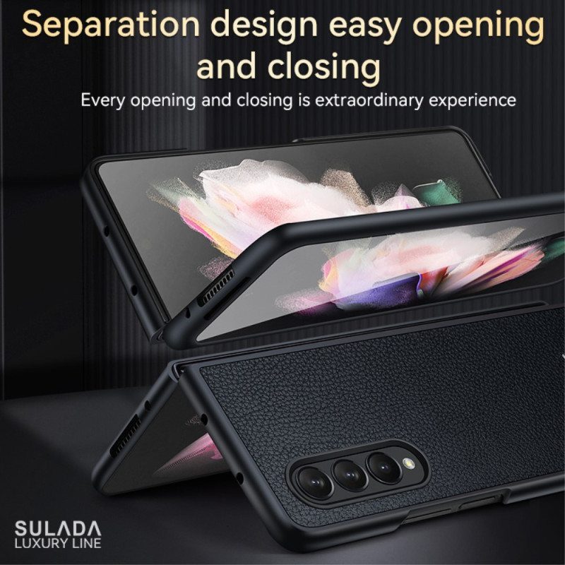 Kuori Samsung Galaxy Z Fold 4 Sulada Litchi Keinonahkaa