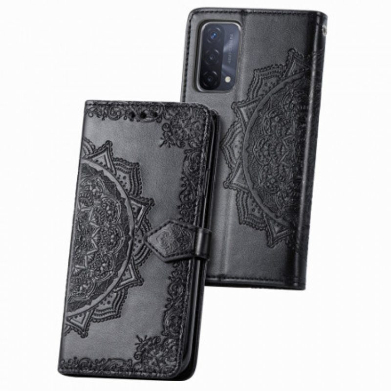 Nahkakotelo Oppo A54 5G / A74 5G Mandala Keskiaika