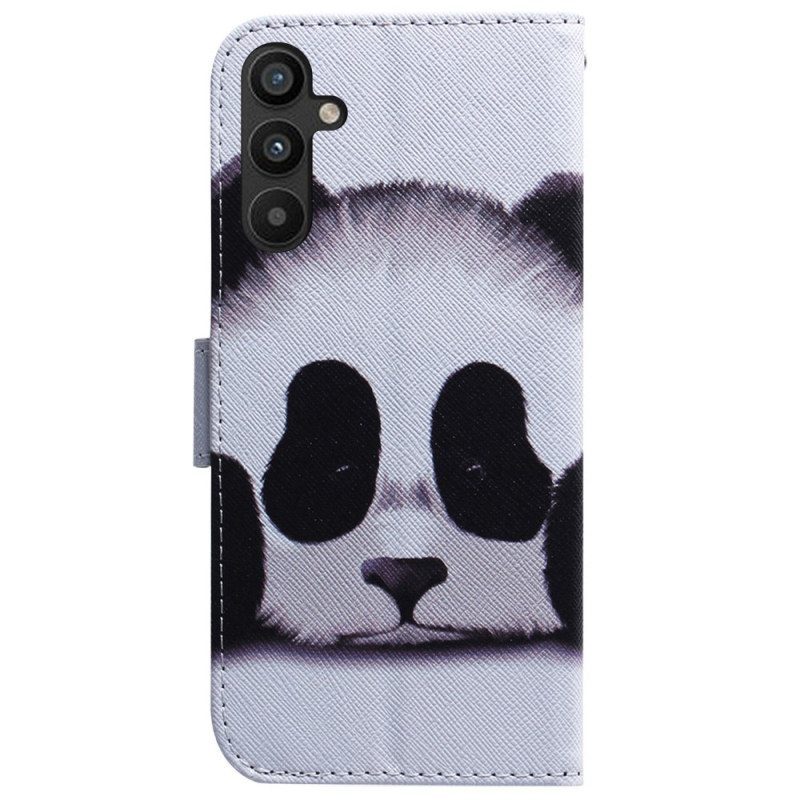 Nahkakotelo Samsung Galaxy A54 5G Suojaketju Kuori Lanyard Panda Tuuletin