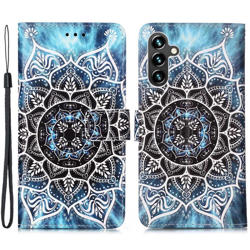 Nahkakotelo Samsung Galaxy A54 5G Suojaketju Kuori Strappy Mandala