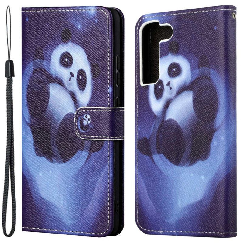 Nahkakotelo Samsung Galaxy S23 5G Suojaketju Kuori Strappy Panda