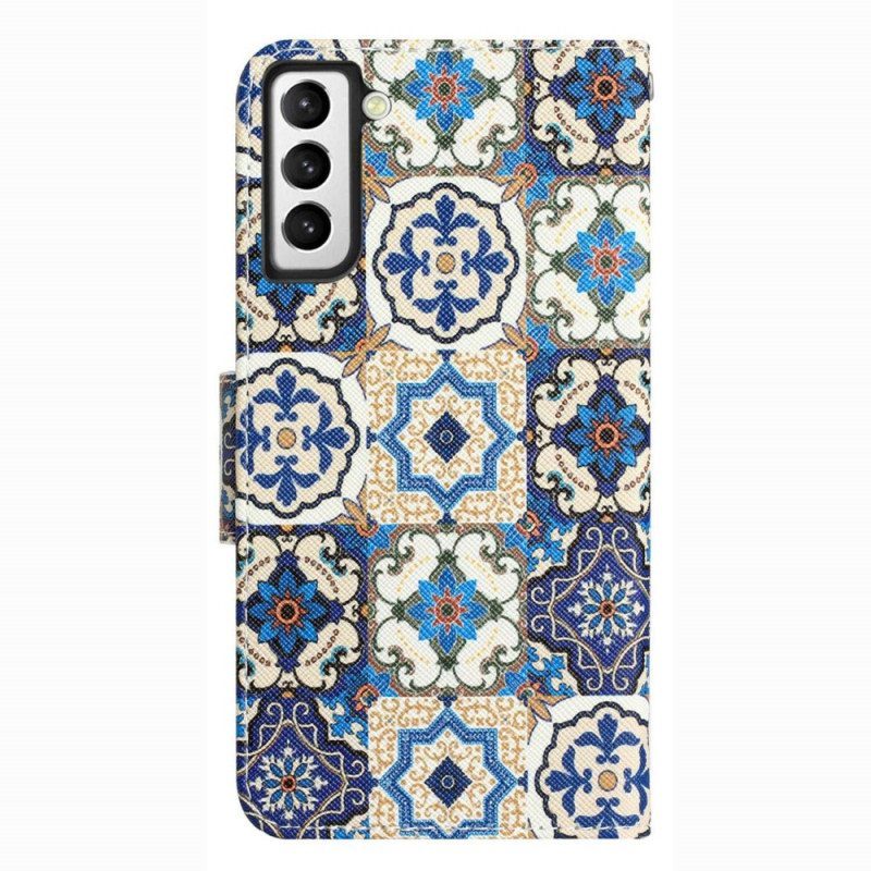 Nahkakotelo Samsung Galaxy S23 Plus 5G Suojaketju Kuori Strappy Patchwork