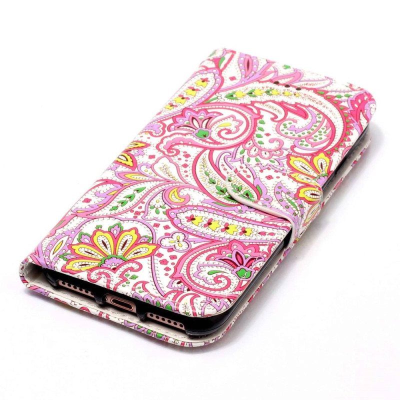 Nahkakotelo Xiaomi 12 Lite Suojaketju Kuori Strappy Paisley -kuvio