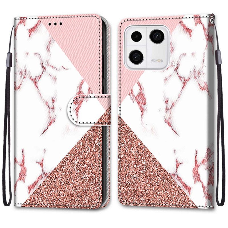 Nahkakotelo Xiaomi 13 Marmori- Ja Glitter-kolmio