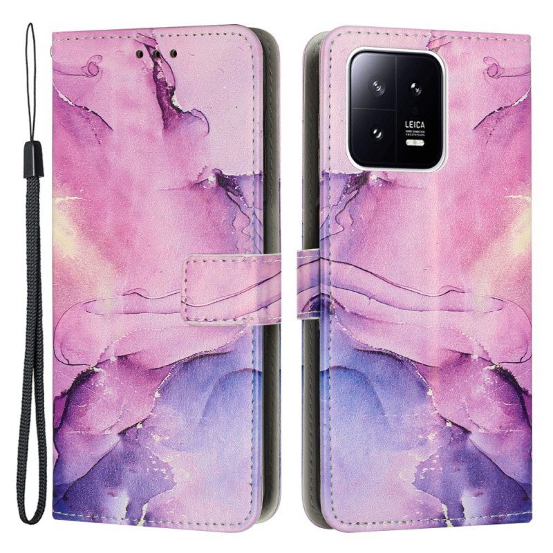 Nahkakotelo Xiaomi 13 Pro Suojaketju Kuori Strip Marble