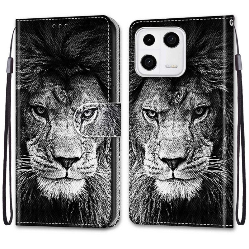 Nahkakotelo Xiaomi 13 Suojaketju Kuori Lanyard Lion