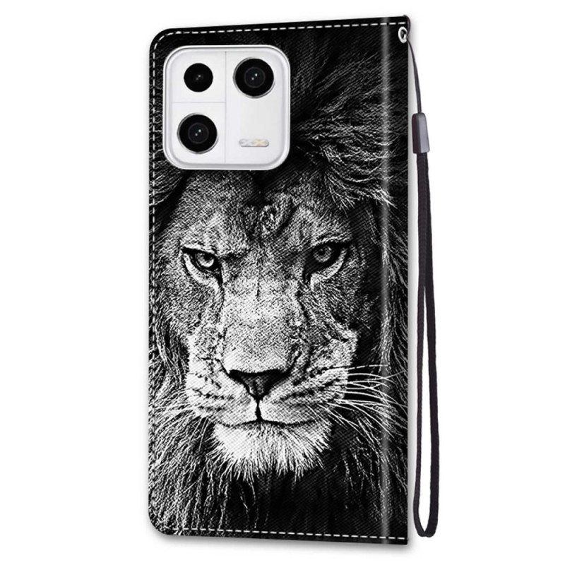 Nahkakotelo Xiaomi 13 Suojaketju Kuori Lanyard Lion