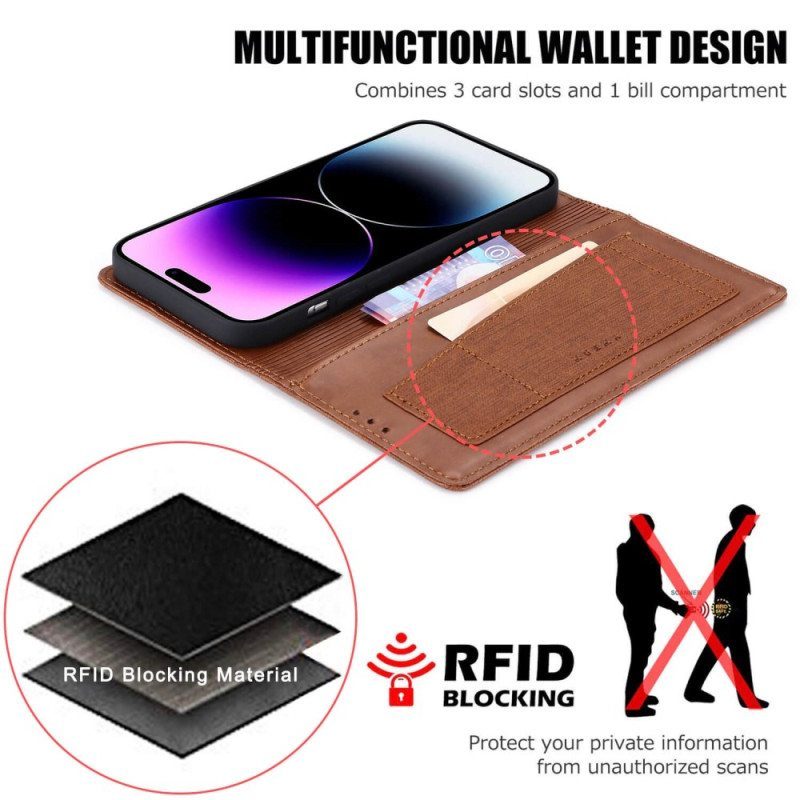 Puhelinkuoret iPhone 14 Pro Kotelot Flip Rfid Canvas -tyyli