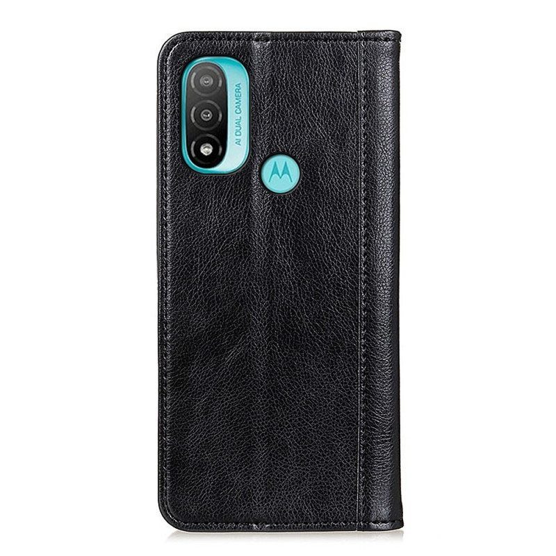 Puhelinkuoret Moto E40 / E30 / E20 Kotelot Flip Elegance Haljattu Litsi Nahka