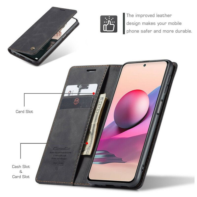 Puhelinkuoret Xiaomi Redmi Note 10 / 10S Kotelot Flip Caseme-nahkaefekti