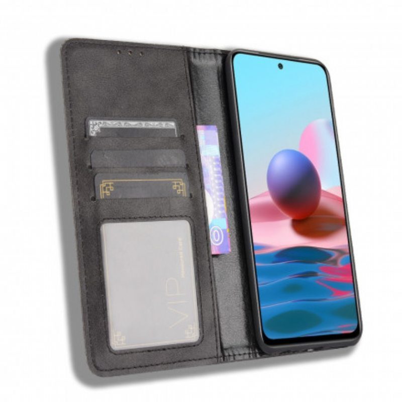 Puhelinkuoret Xiaomi Redmi Note 10 / 10S Kotelot Flip Tyylitelty Vintage-nahkaefekti